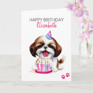 Cartão Shih Tzu Dog Personalizado Feliz Aniversário