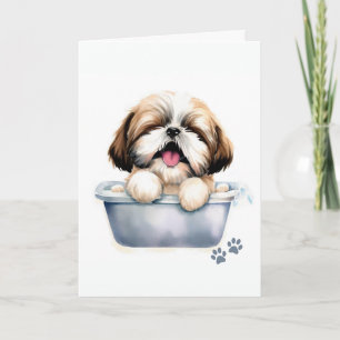 Cartão Shih Tzu Dog Saudação Dobrada