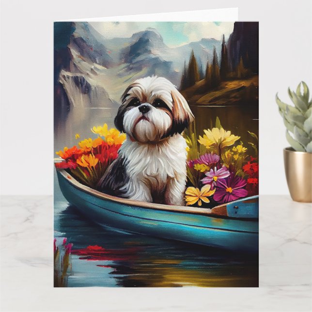 Cartão Shih Tzu em um remador: Uma aventura cética (Planta pequena)