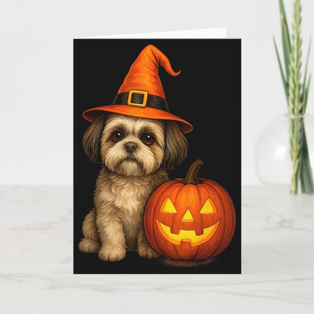 Cartão Shih Tzu Halloween Pumpkin Dog Costume Family Matc (Frente)