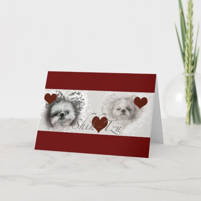 Cartão Shih-Tzu Hearts Greeting Card (Frente)