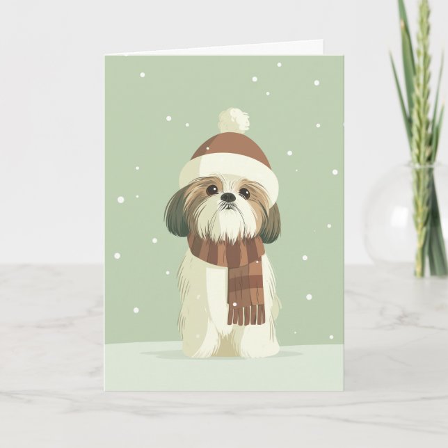 Cartão Shih Tzu Holiday Greeting (Frente)