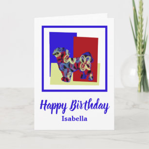 Cartão Shih Tzu Silhouette Red Blue Yellow Aniversário