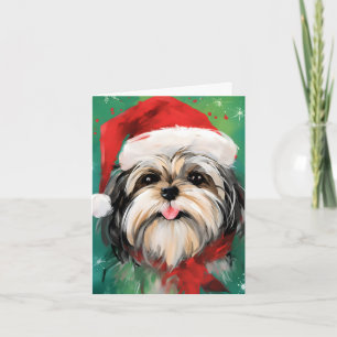 Cartão Shih Tzu trabalho de arte de pintura de pincel de 
