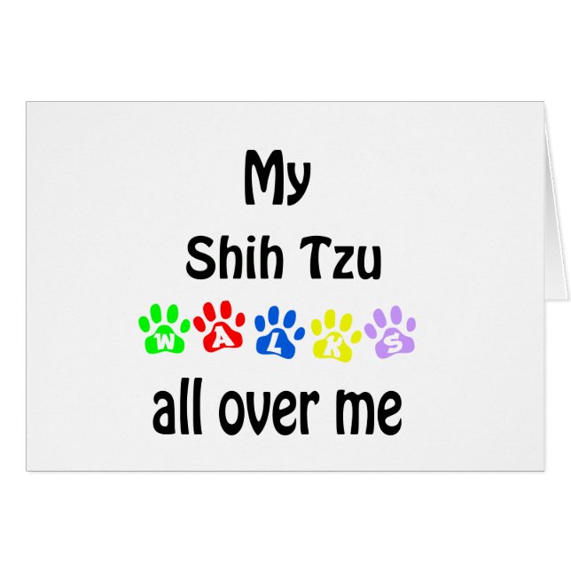Cartão Shih Tzu Walks Design (Frente Horizontal)