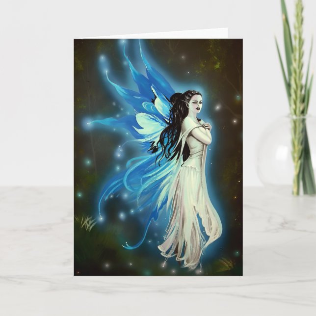 Cartão Shimmering Blue Faerie - Greetings Card by Neil (Frente)