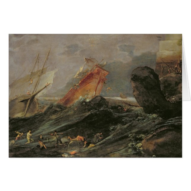 Cartão Shipwreck em uma costa rochosa, c.1645-50 (Frente Horizontal)