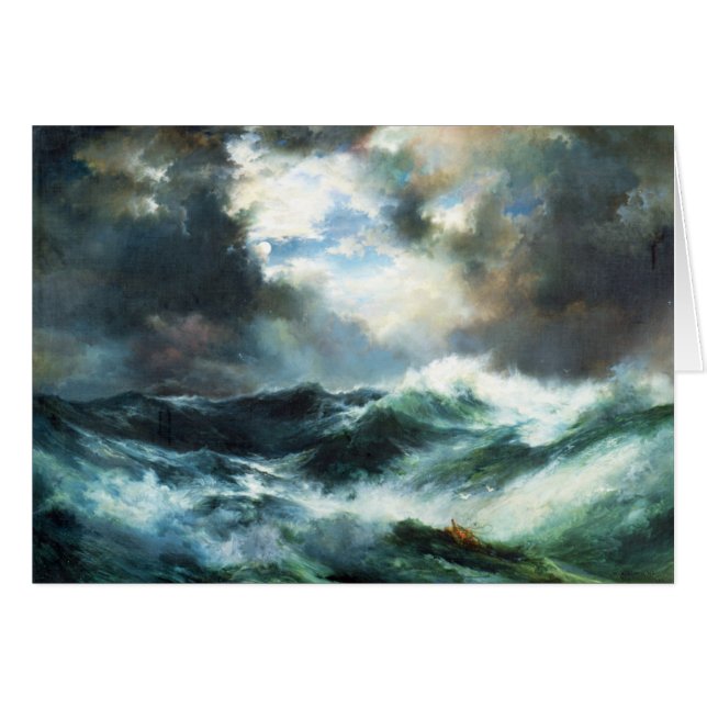 Cartão Shipwreck enluarada no mar (Frente Horizontal)