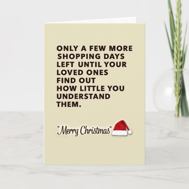 Cartão Shopping Days Left Funny Sarcastic Christmas Card (Frente)