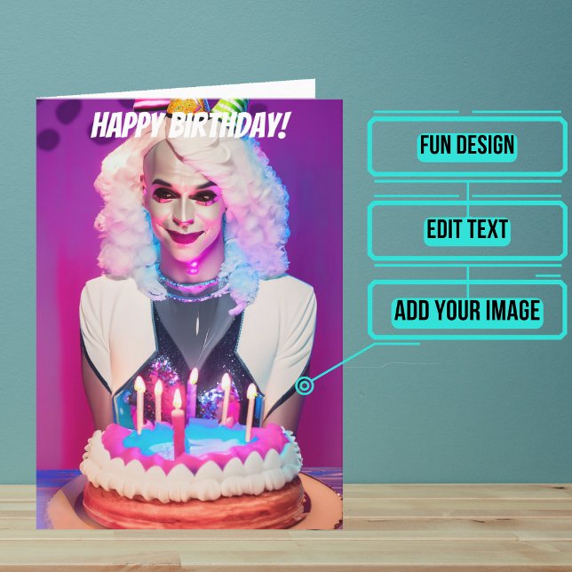 Cartão Shy Drag Queen Funny Birthday (Make sure their LGBTQ+ birthday is as gay as they are.)