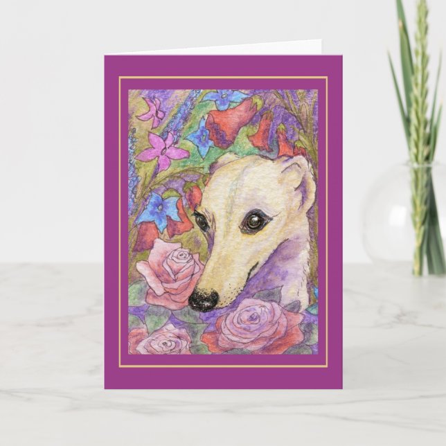 Cartão Shy Flower Whippet (Frente)
