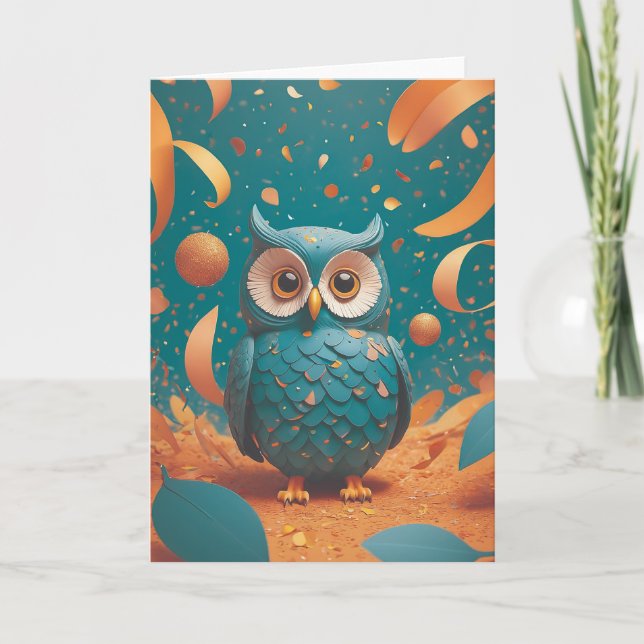 Cartão Shy owl suddenly Birthday (Frente)