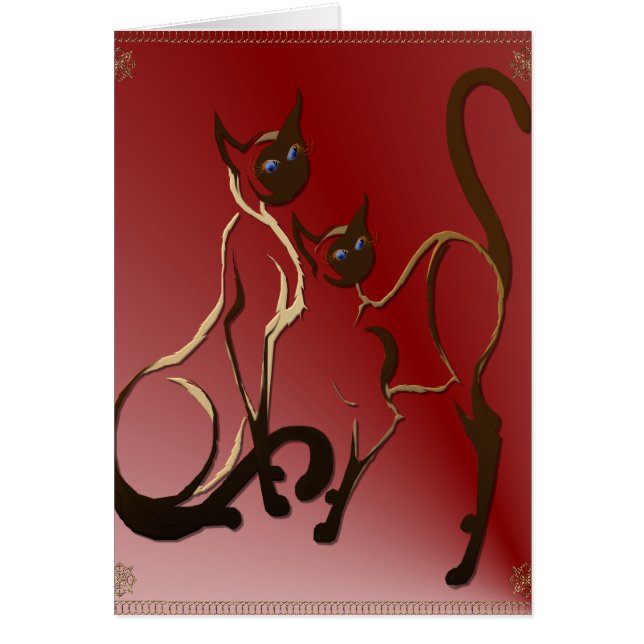 Cartão Siamese de 2 gatinhos (Frente)
