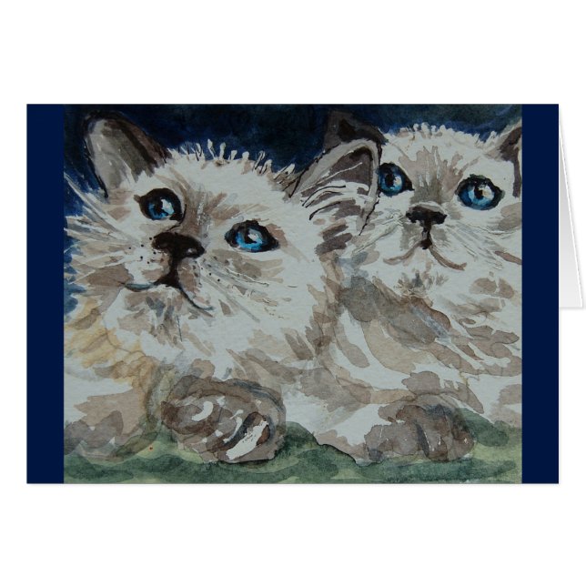 Cartão Siamese Kittens (Frente Horizontal)