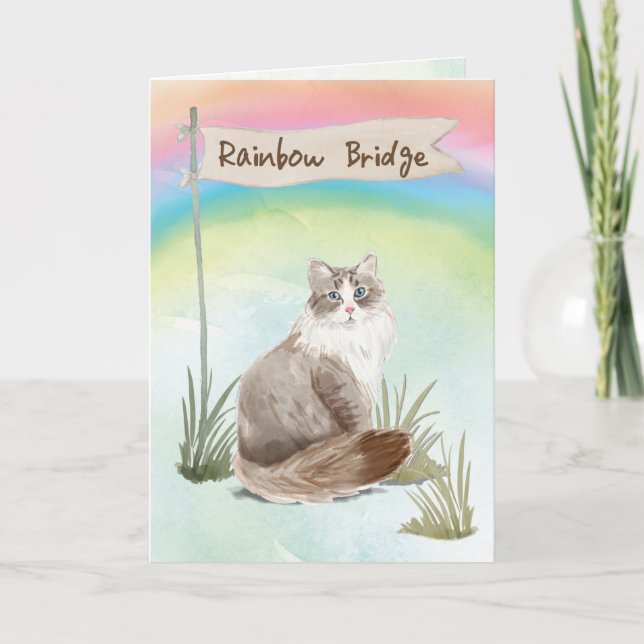 Cartão Siberian Cat Pet SympathOver Rainbow Bridge (Frente)