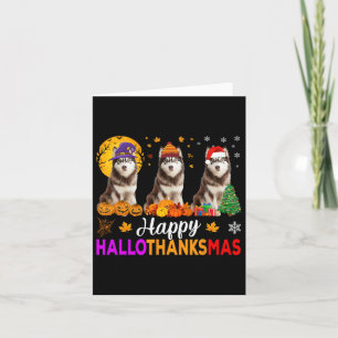 Cartão Siberian Husky Dog Halloween HalloObrigado