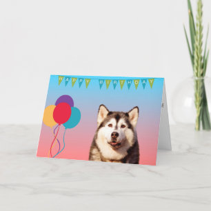 Cartão Siberian Husky Dog Happy Birthday Greeting Card