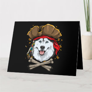 Cartão Siberian Husky Dog Pirate Jolly Roger Flag Crossbo