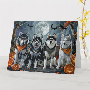 Cartão Siberian Husky Halloween Spooky