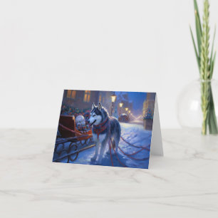 Cartão Siberian Husky Natal Fesason