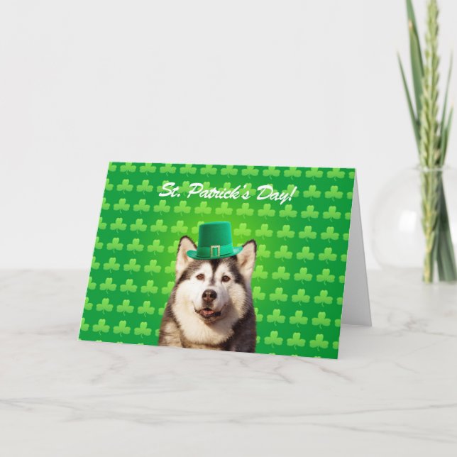 Cartão Siberian Husky St Patricks Day Clove Greeting Card (Frente)