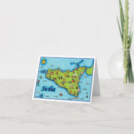 Cartão Sicilia Map Greeting Card
