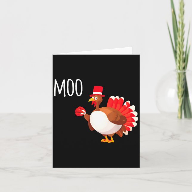 Cartão Side Eye Moo Turkey Funny Thanksgiving Autumn Fall (Frente)