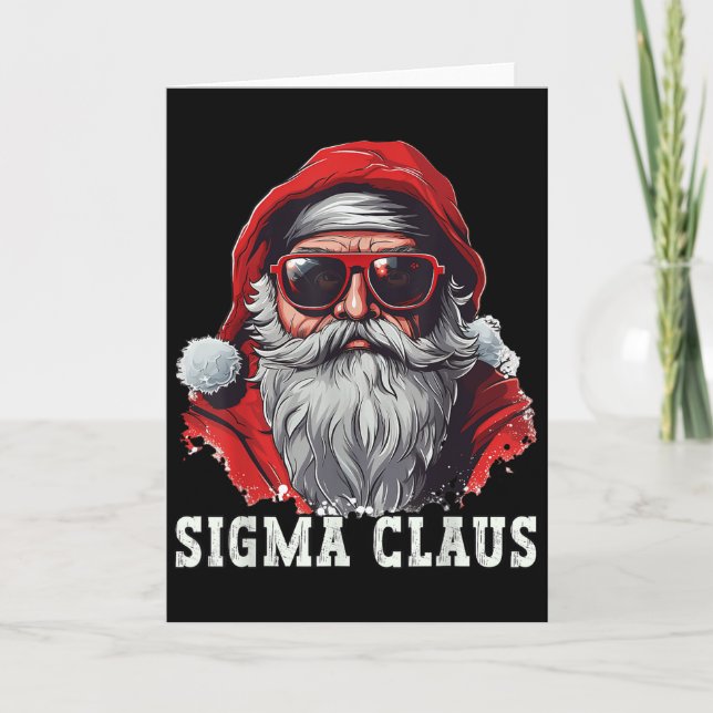 Cartão Sigma Claus Santa Funny Christmas Rizz Meme Xmas _ (Frente)