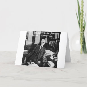 Cartão Sigmund Freud In His Office & Funny Cat Quote