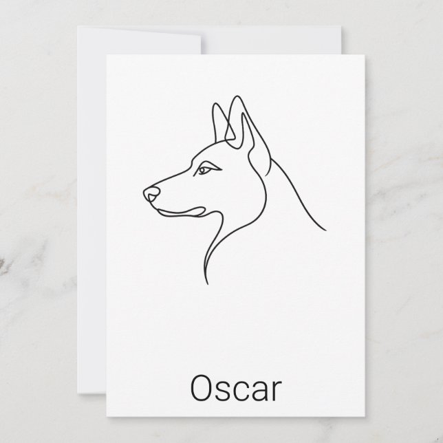 Cartão Signature German Shepherd One Line Art Personalize (Frente)
