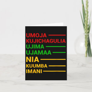 Cartão Significados do Princípio do Feriado 7 de Kwanzaa