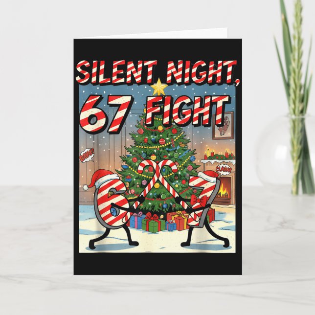 Cartão Silent Night 67 Fight Christmas Cartoon Tee  (Frente)
