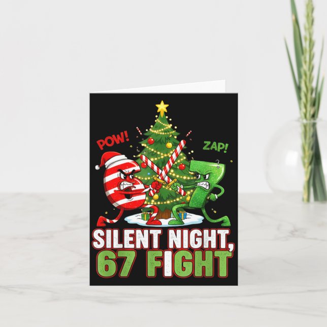 Cartão Silent Night 67 Fight Funny Christmas  (Frente)