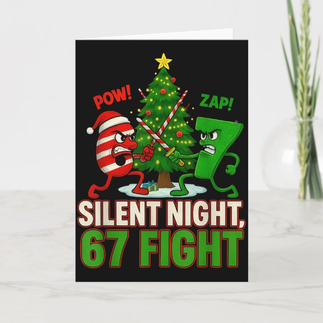 Cartão Silent Night 67 Fight Funny Christmas  (Frente)