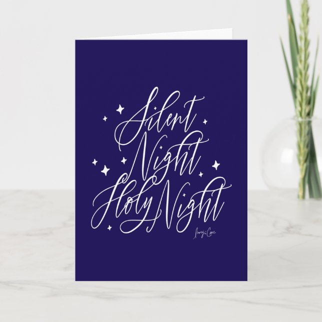 Cartão Silent Night Holy Night Holiday Christmas Card (Frente)