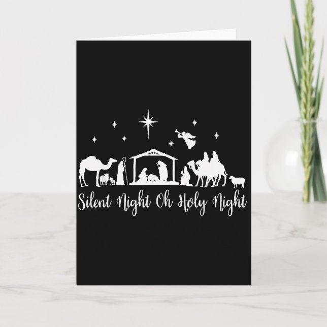 Cartão Silent Night Holy Night Nativity Scene Religious C (Frente)