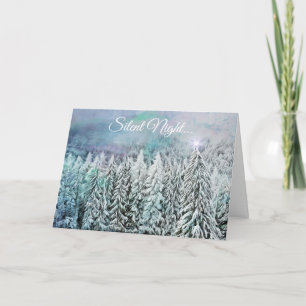 Cartão Silent Night Snowy Trees Christmas Star Card