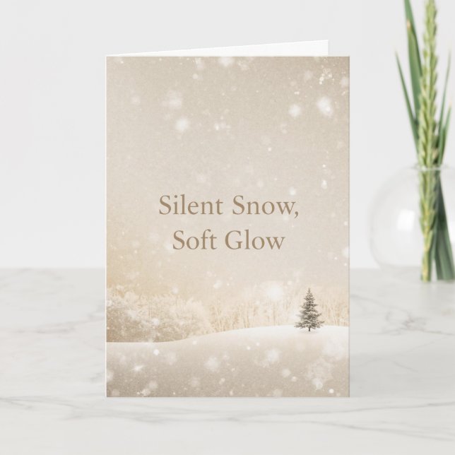 Cartão Silent Snow, Soft Glow;Minimalist ElegantChristmas (Frente)
