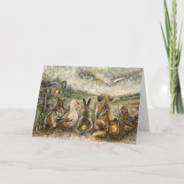 Cartão Silent Watching Whimsical Farmhouse Animals 