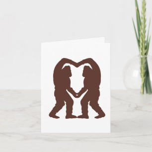 Cartão Silhouette Brown Sasquatch Heart