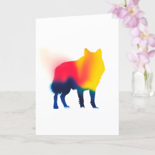 Cartão Silhouette Colorida Paint Wolf