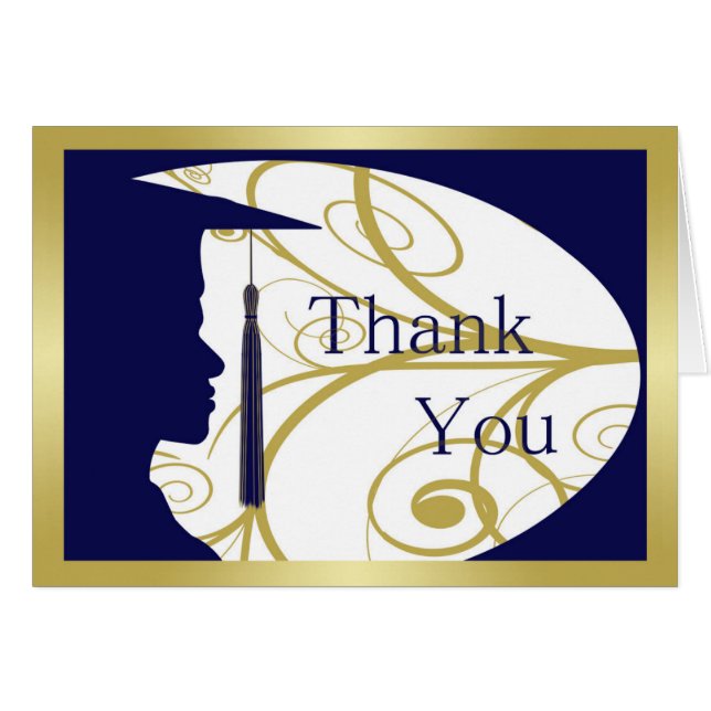 Cartão Silhouette de Homem Azul e Dourado (Frente horizontal)