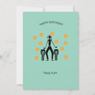 Cartão Silhouette Drumming Birthday Incrível