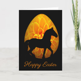 Cartão Silhouette Horse and Flower Egg Happy Easter