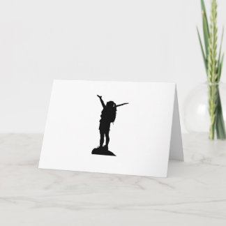 Cartão Silhouette, menina das montanhas subindo