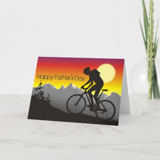 Cartão Silhouette Mountain Bike Happy Father's Day (Frente)