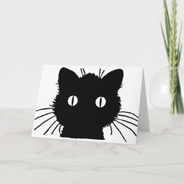 Cartão Silhouette of a black cat vintage illustration (Frente)