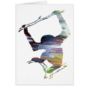 Cartão Silhueta abstrata do Gibbon