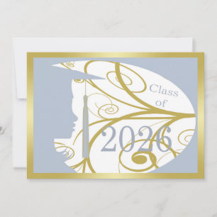 Cartão Silhueta Azul Céu e Dourado 2026