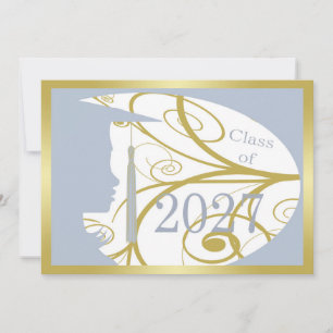 Cartão Silhueta Azul Céu e Dourado 2027